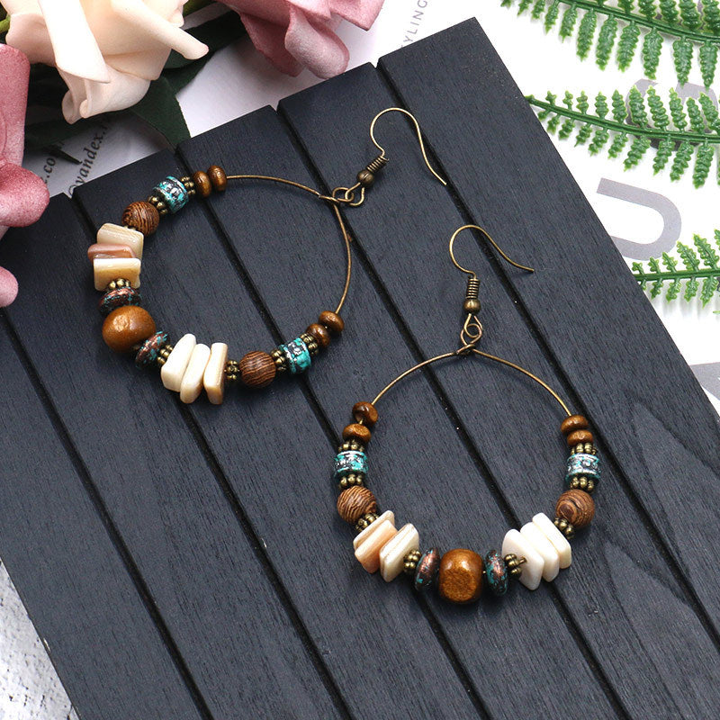 HE03  BOHO Tribal Heart Hoop Earrings 3 Pairs Set