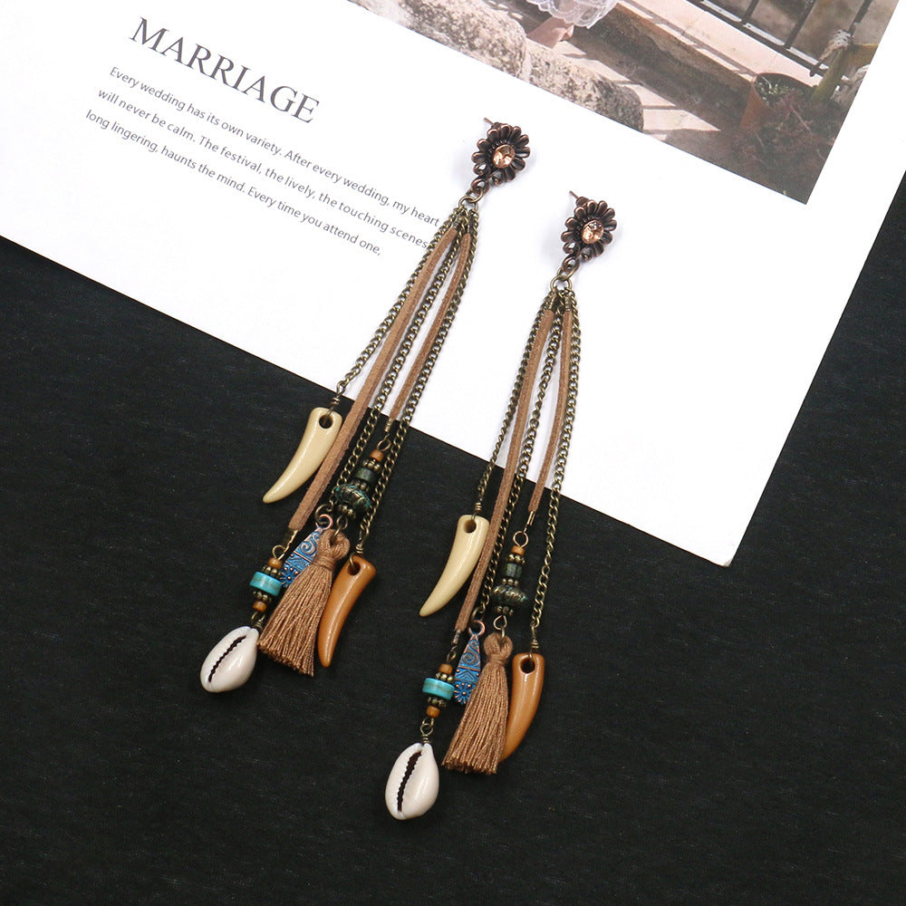 LLE02 Long Dangle Tribal Style Earrings