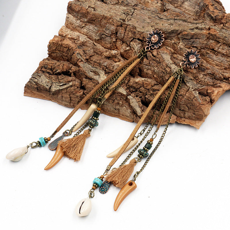 LLE02 Long Dangle Tribal Style Earrings
