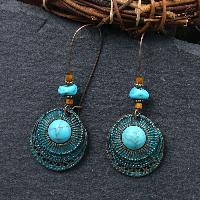 OBE02 Teal Bohemian Earrings