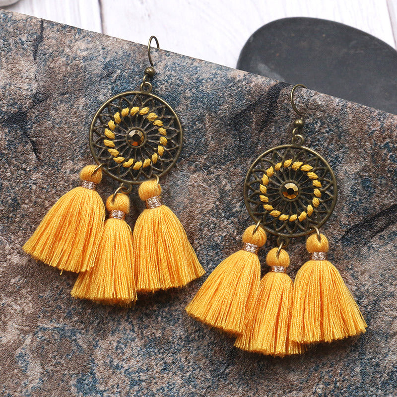 YGE02  Very Pretty Yellow Boho Earrings