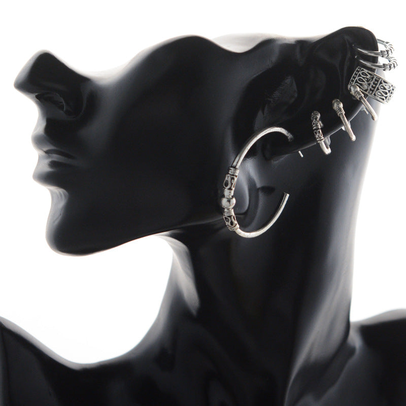 HQQ07 Silver Ethnic Earrings Set