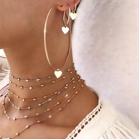 Gold Heart Hoop Earrings Set HCC03