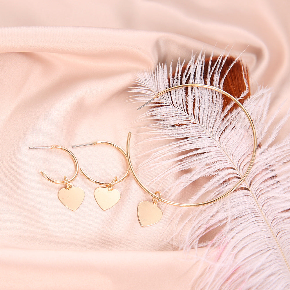 Gold Heart Hoop Earrings Set HCC03