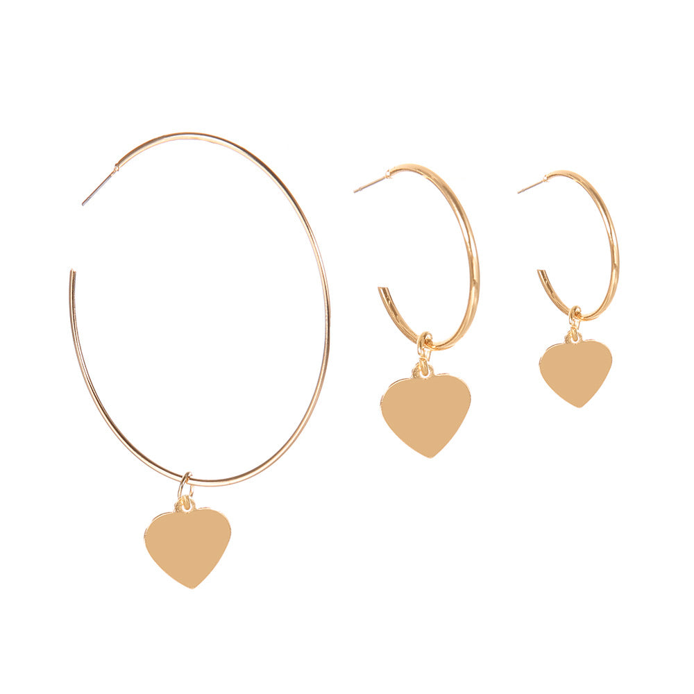 Gold Heart Hoop Earrings Set HCC03