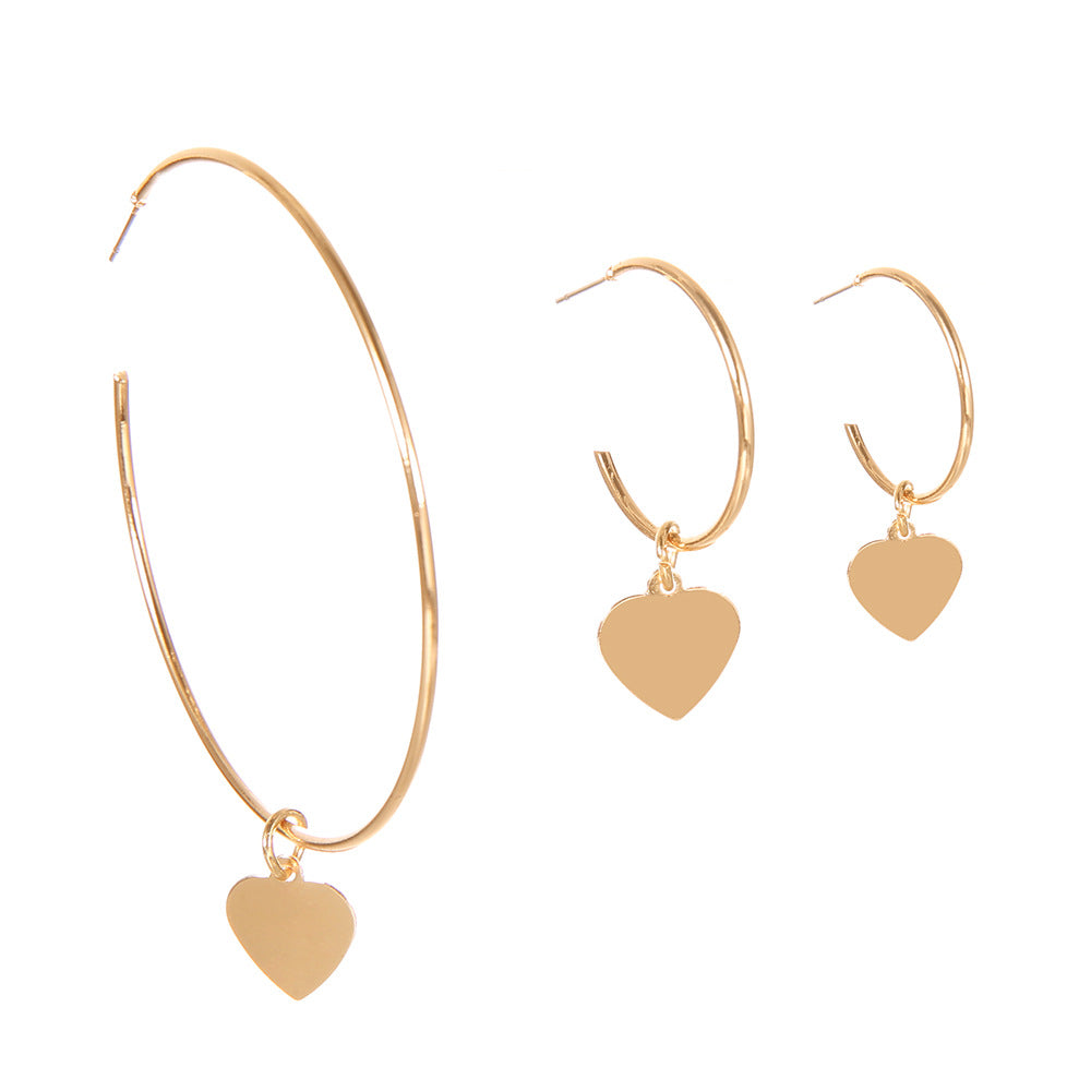 Gold Heart Hoop Earrings Set HCC03
