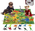 Pretend Play Dinosaur Toy Set with Jurassic World Play Mat 24 Pieces