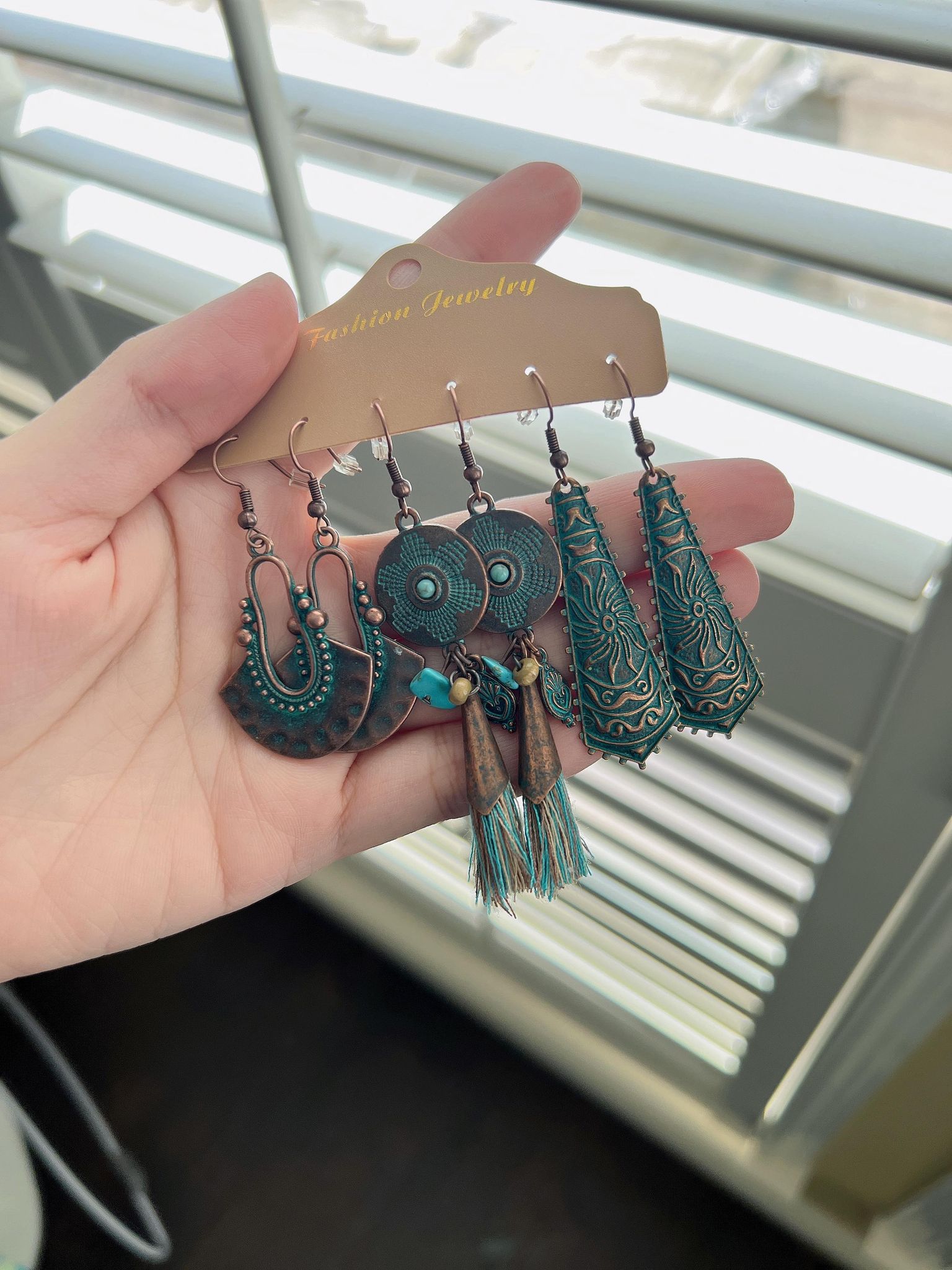 3 Pairs Boho Earrings Vintage Style Nickel Free Jewelry