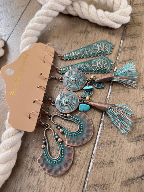 3 Pairs Boho Earrings Vintage Style Nickel Free Jewelry