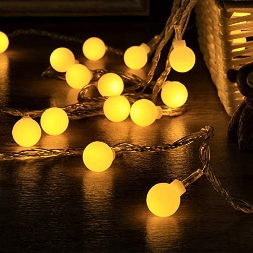 33ft 100 LED Bulb Warm White Battery Operated Mini Globe String Lights (Battery Not Included)