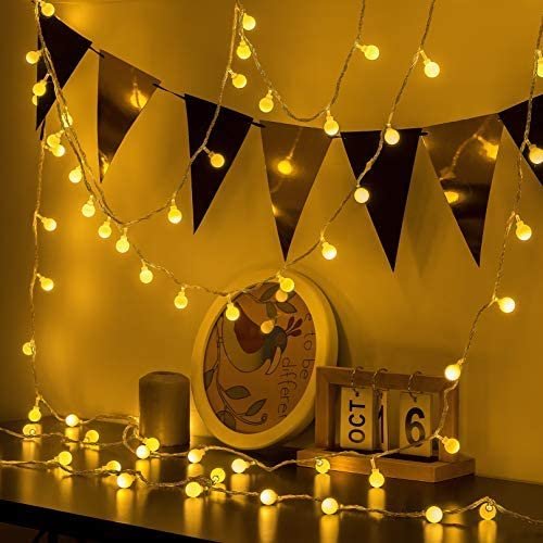 33ft 100 LED Bulb Warm White Battery Operated Mini Globe String Lights (Battery Not Included)