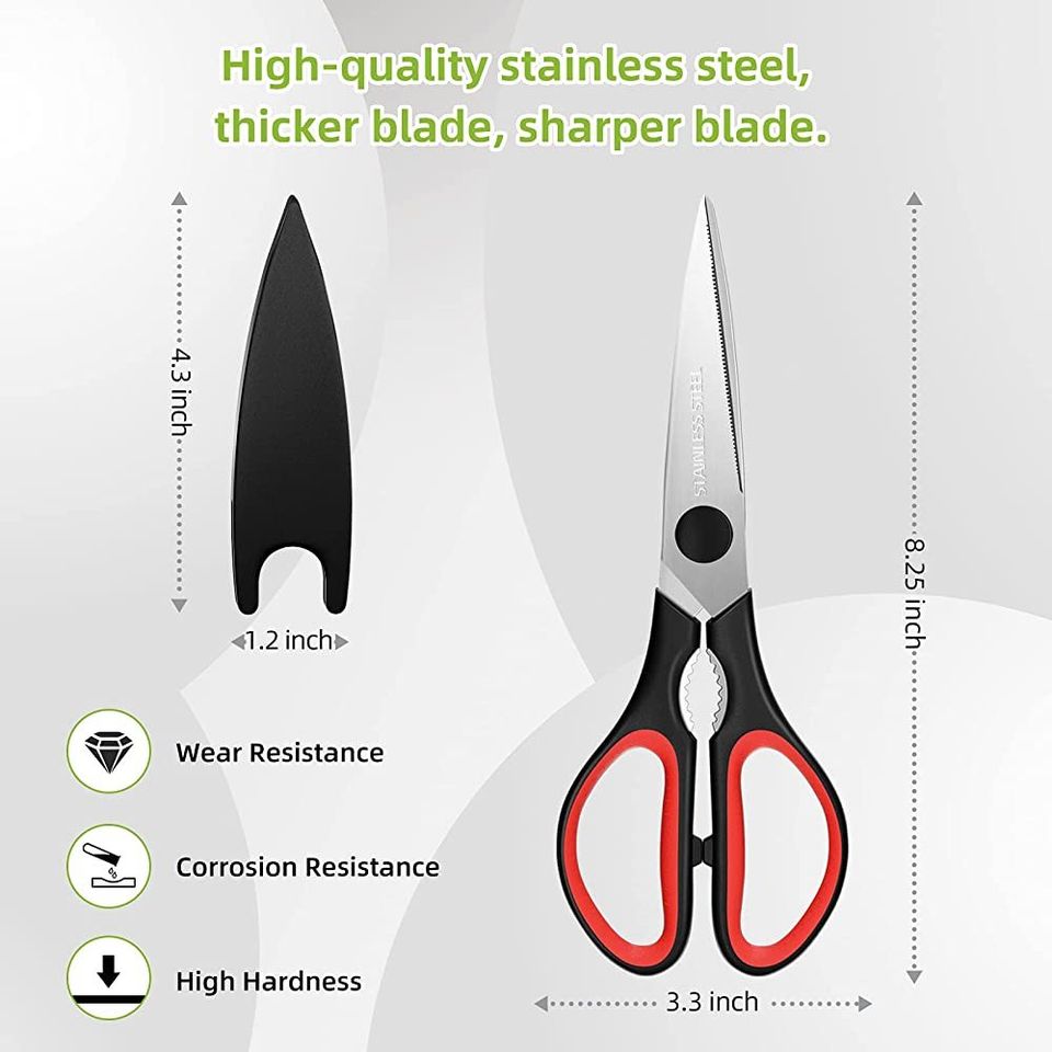 2 Pack Kitchen Scissors Multipurpose Heavy Duty Stainless Steel Sharp Food Scissors