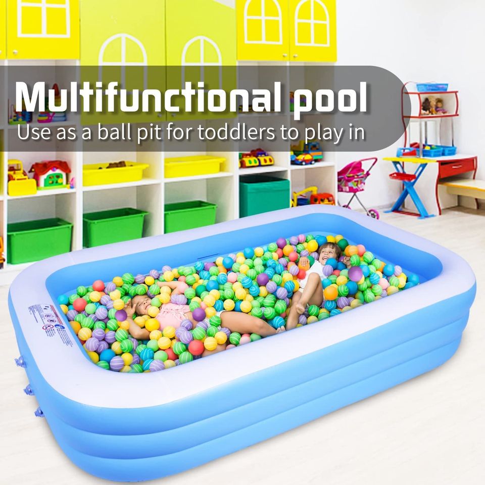 Inflatable Pool-Swimming Pools for Kids & Adults, Above Ground Pool 122''x70''x27'' Oversized Thickened Family Blow Up Kiddie Pool