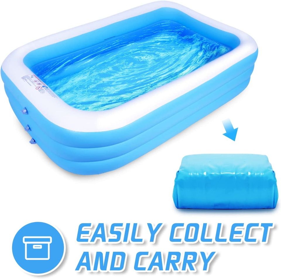 Inflatable Pool-Swimming Pools for Kids & Adults, Above Ground Pool 122''x70''x27'' Oversized Thickened Family Blow Up Kiddie Pool