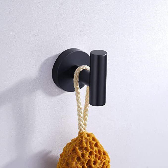 Bathroom Towel Bar, Toilet Paper Holder, Accessory Set Towel Hooks Set Matte Black SUS304