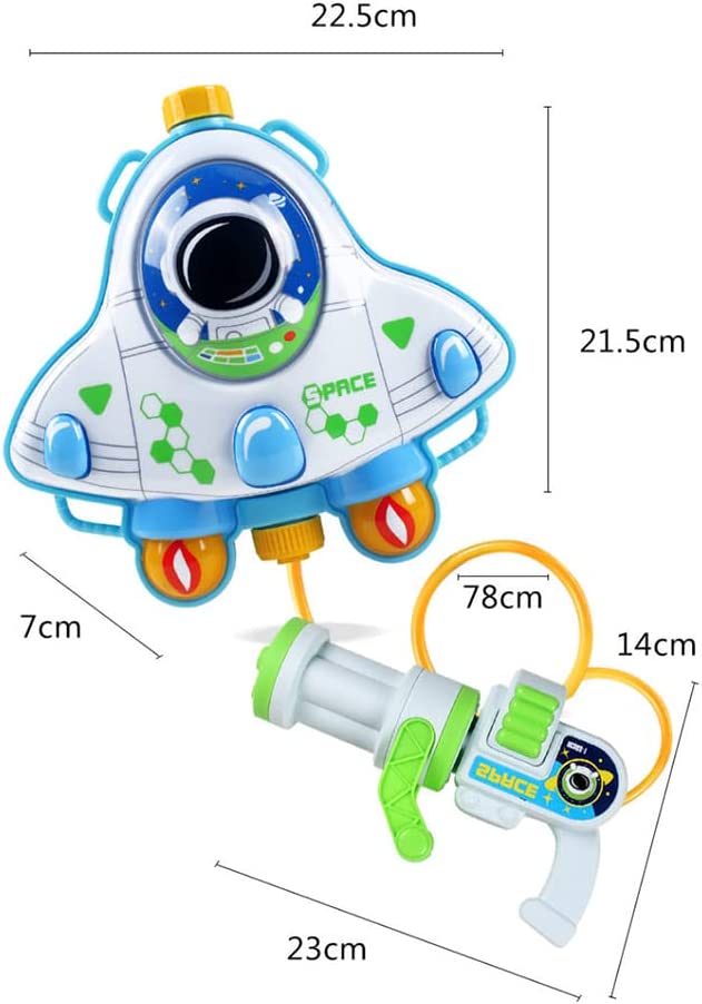 Backpack Water Gun for Kids, 1200ml Cute Rocket Backpack Tank, Water Blaster Soaker Gun