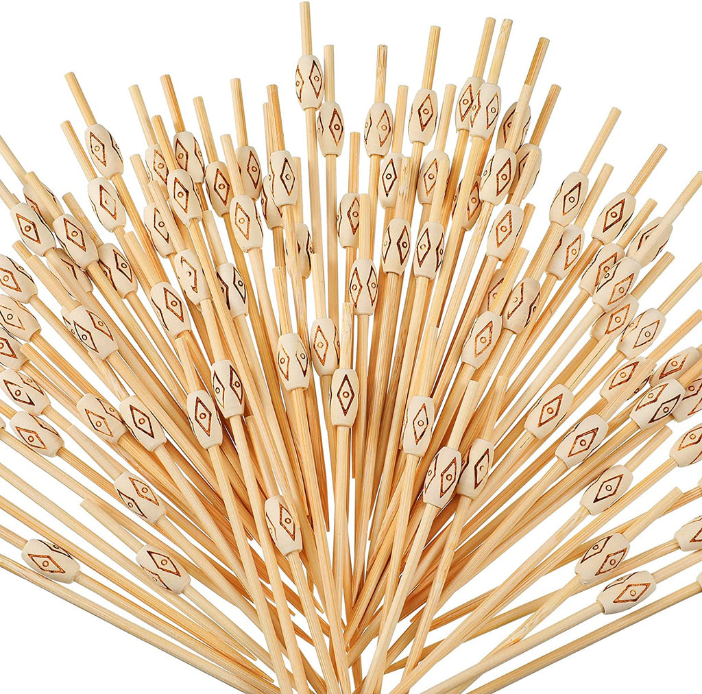 200 Pcs 4.7 Inch Wood Pearl Cocktail Picks Food Picks Decorative Bamboo Picks