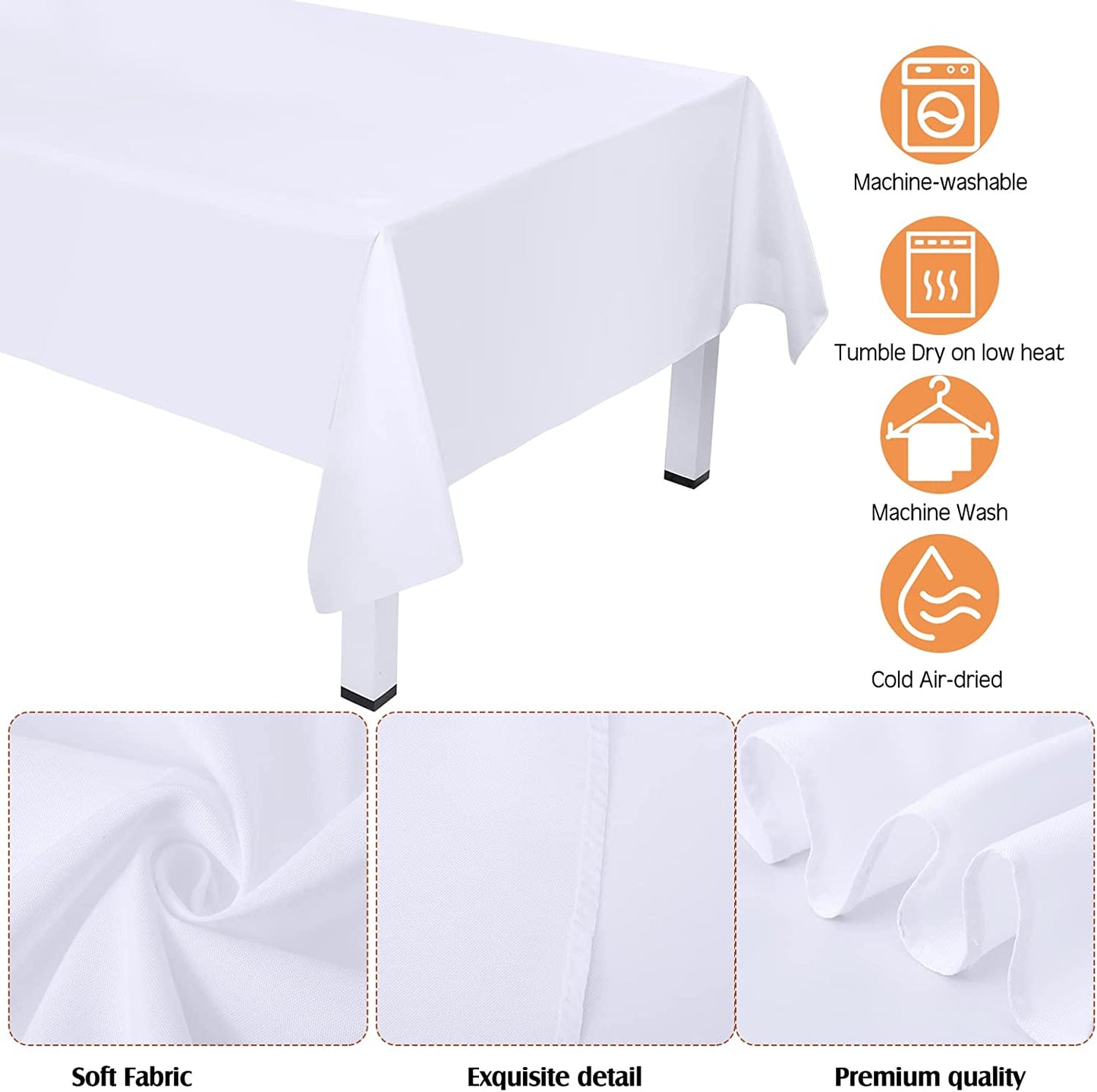 White Rectangle Tablecloth 60 x 126 Inch Stain and Wrinkle Resistant Washable Table Cover Birthday Wedding Banquet Table Decorations