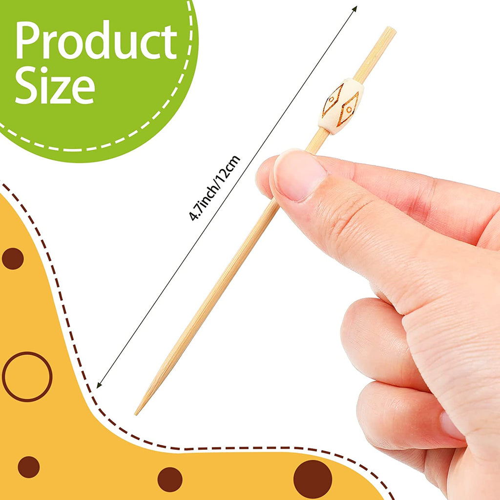 200 Pcs 4.7 Inch Wood Pearl Cocktail Picks Food Picks Decorative Bamboo Picks