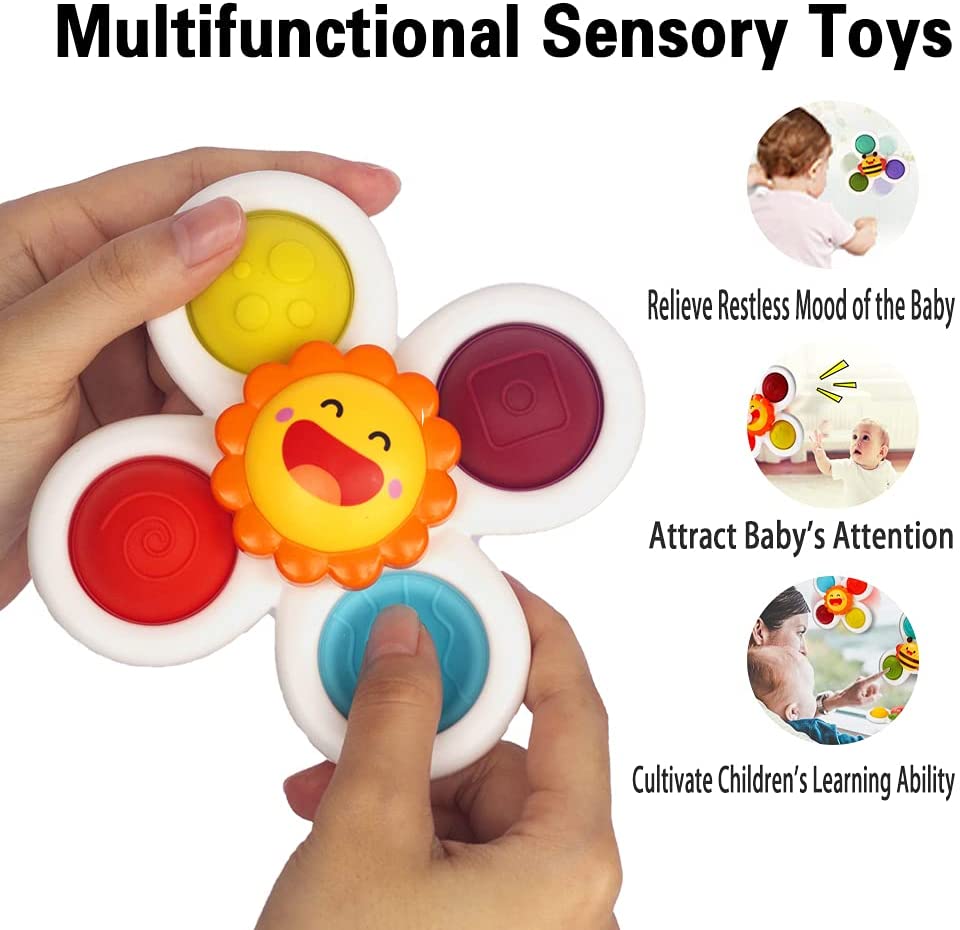 3pcs Baby Spinner Toys Dimple Pop Spinning Toy