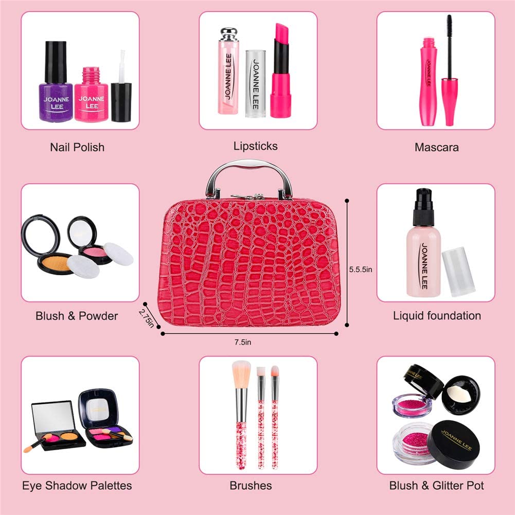 Pretend Makeup for Girls, Play Makeup Kit Set for Toddler Gifts with Cute Bag