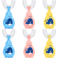 6 Packs Kids U Shaped Toothbrush 360 Degrees Toddler Toothbrush Manual Training Tooth Brush Soft Silicone Brush Head