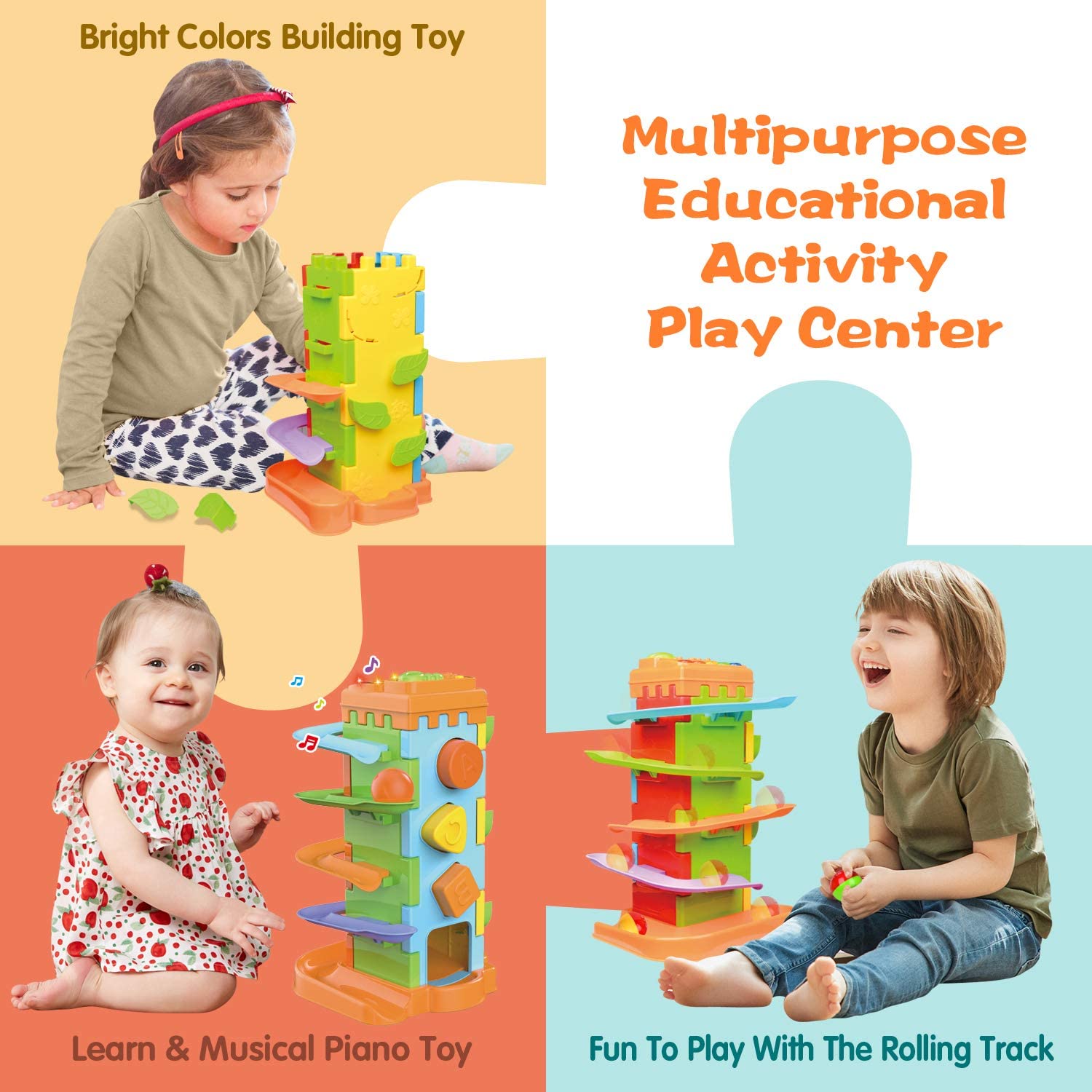 4 In 1 Activity Cube for Toddlers Learning Musical Piano Color Shapes Numbers