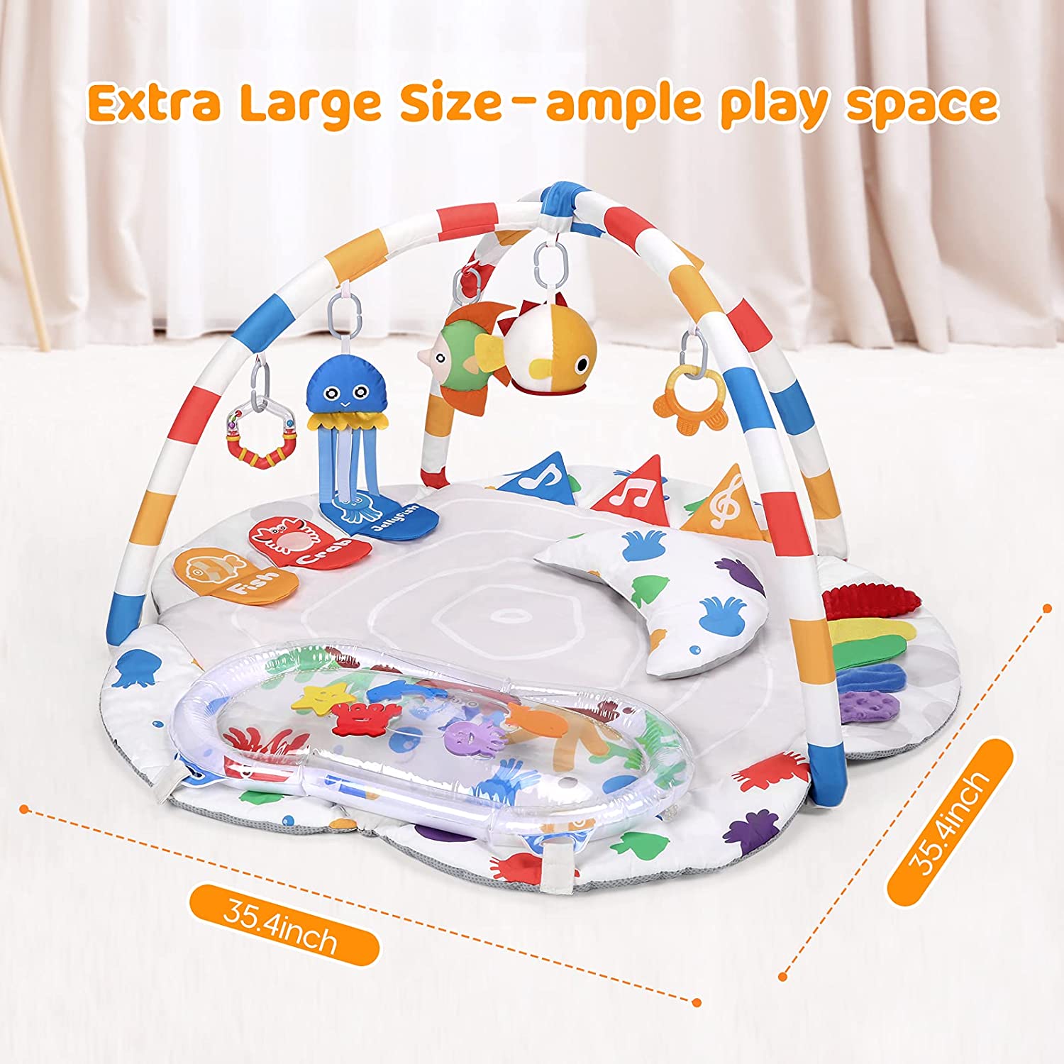 Baby Play Mat Baby Activity Mat with Water Play Mat, 3 in 1 Baby Play Gym Mat