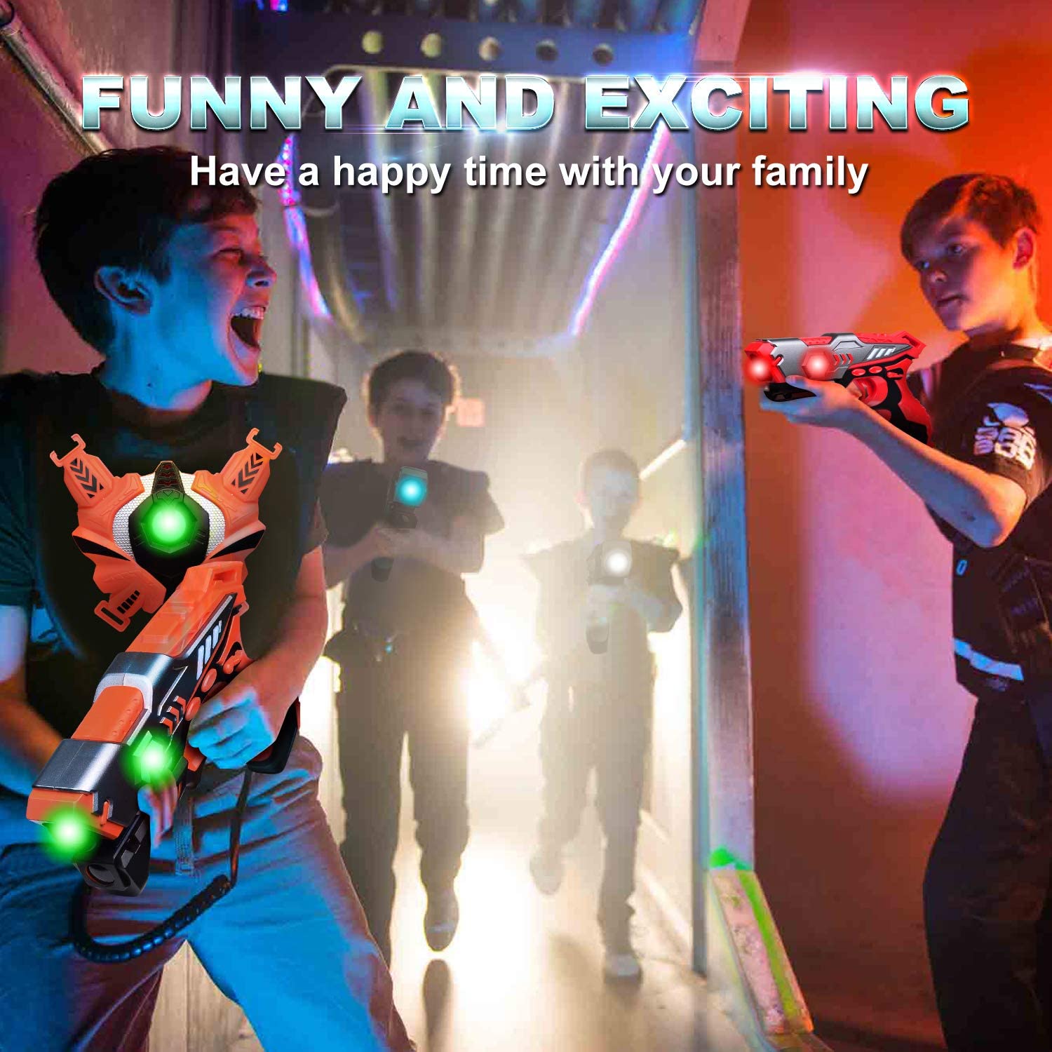 Laser Tag Guns, Upgraded Version Ⅱ Infrared Laser Tag Guns with Vests 4 Pack for Kids Adults Indoor Outdoor Group Activity Battle