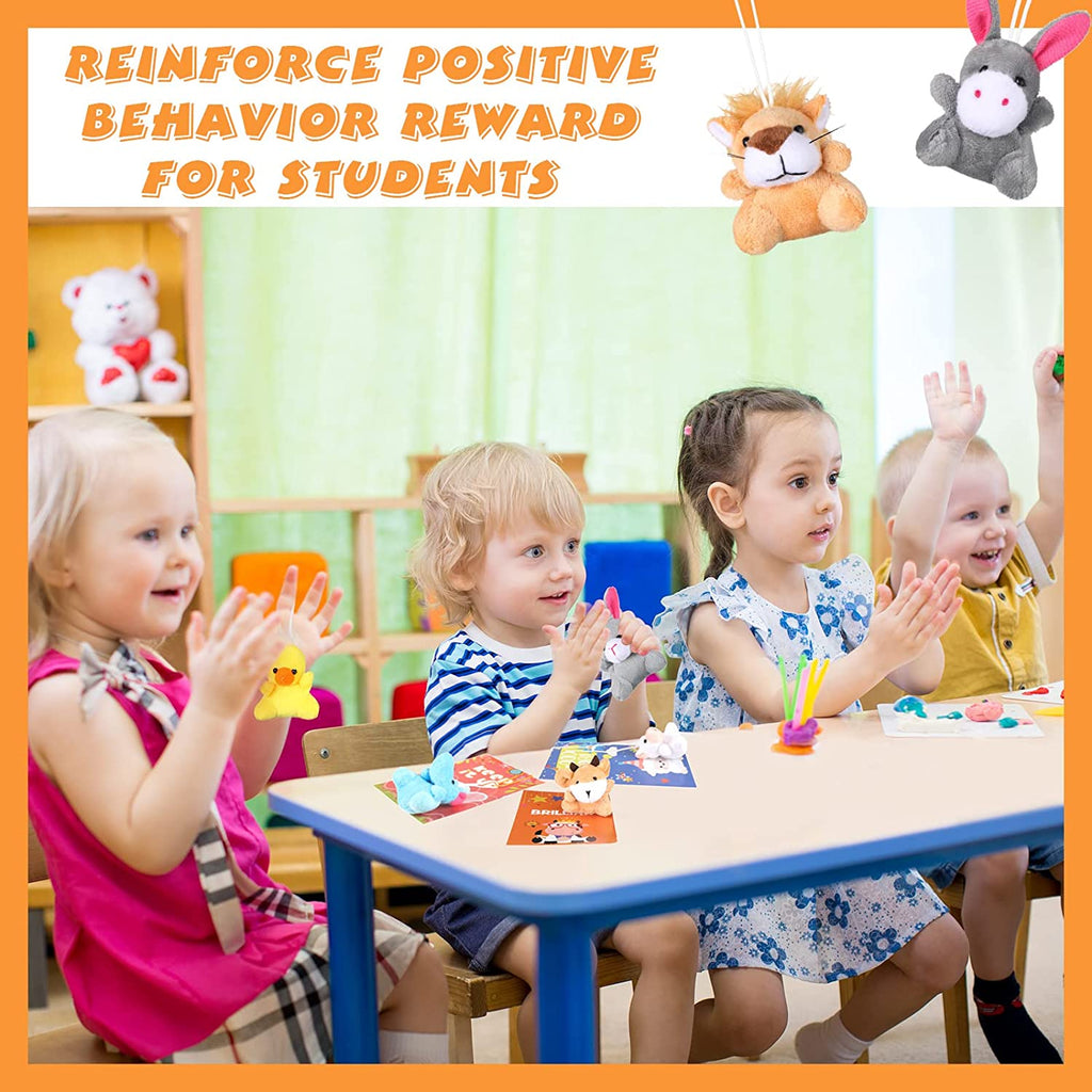 48 Pcs Mini Animal Plush Toy Incentive Reward Card Set for Kids