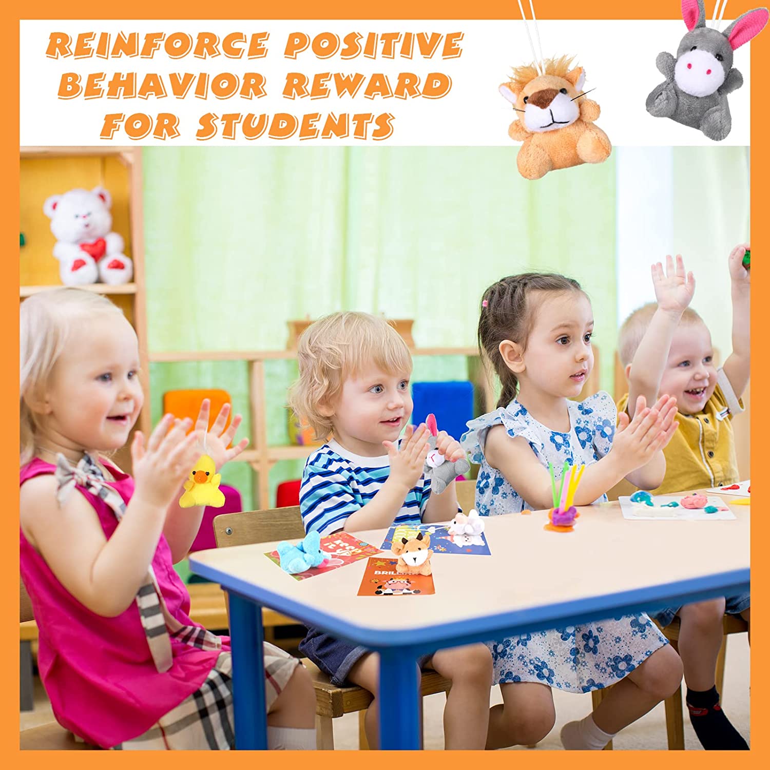 48 Pcs Mini Animal Plush Toy Incentive Reward Card Set for Kids
