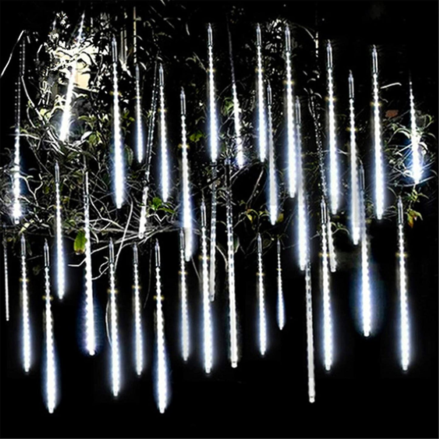 White Meteor Shower Rain Lights LED Icicle Light Snow Falling Christmas Lights 10 Tubes 540 LEDS