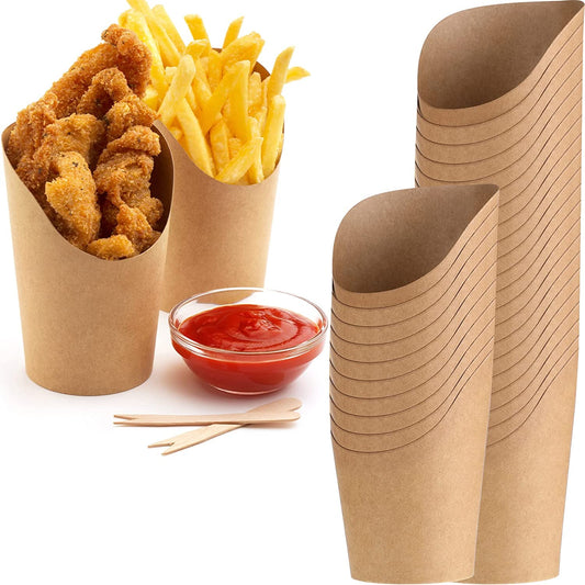 60 Pcs Disposable French Fries Cups Charcuterie Cups, French Fries Holder Cups Baking Waffle Paper Popcorn Boxes