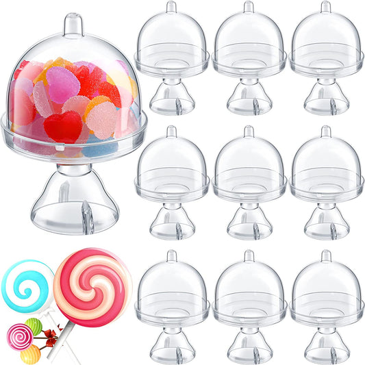 Plastic Cake Stand with Dome Cover for Chocolate Candy Cupcake Containers