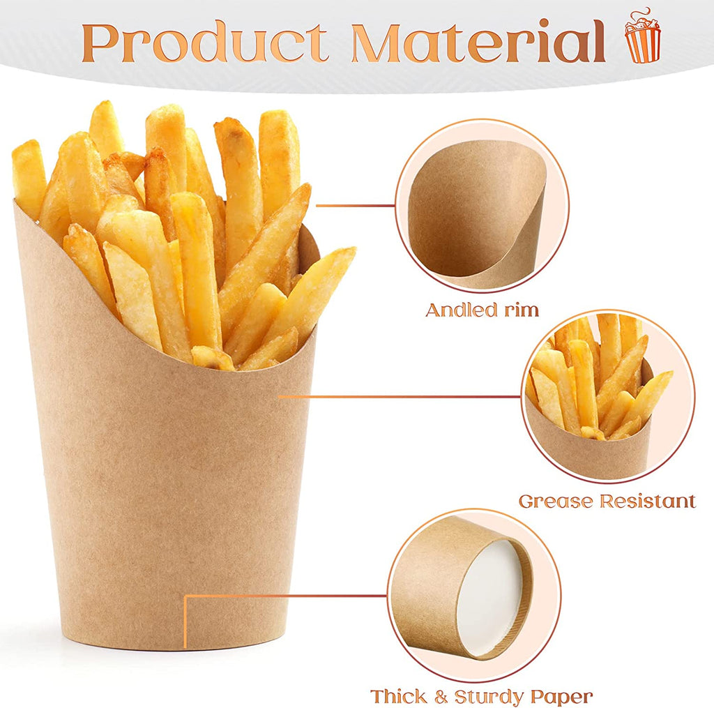 60 Pcs Disposable French Fries Cups Charcuterie Cups, French Fries Holder Cups Baking Waffle Paper Popcorn Boxes