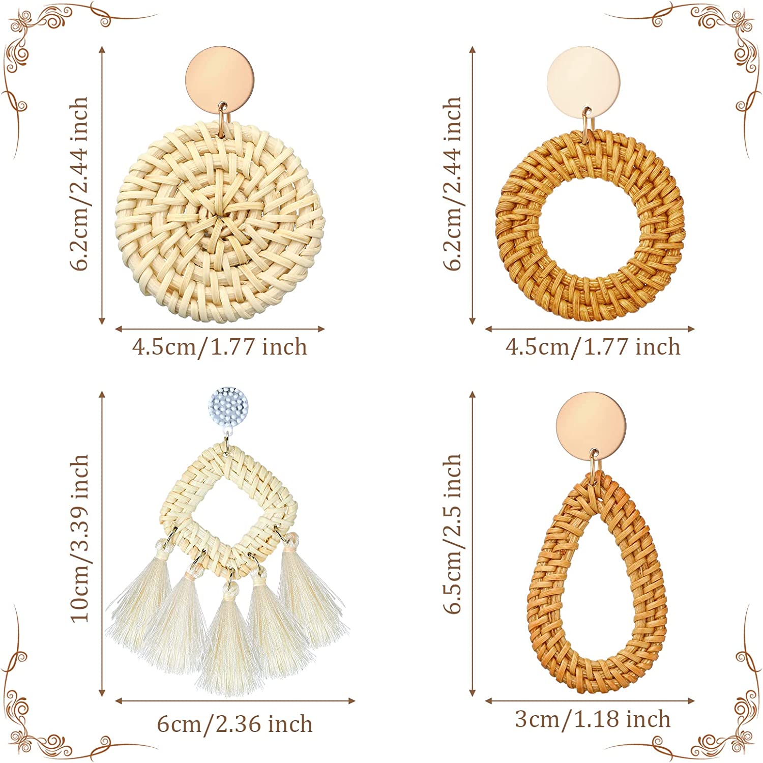 7 Pieces Women's Straw Clutch Purse Summer Beach Envelope Wallet Woven Handbags Gifts
