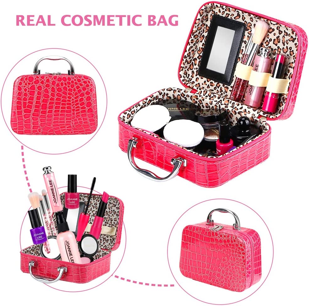 Pretend Makeup for Girls, Play Makeup Kit Set for Toddler Gifts with Cute Bag