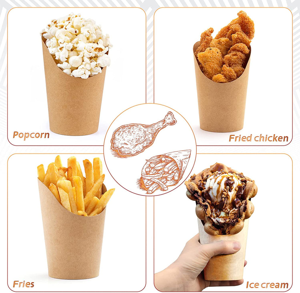 60 Pcs Disposable French Fries Cups Charcuterie Cups, French Fries Holder Cups Baking Waffle Paper Popcorn Boxes