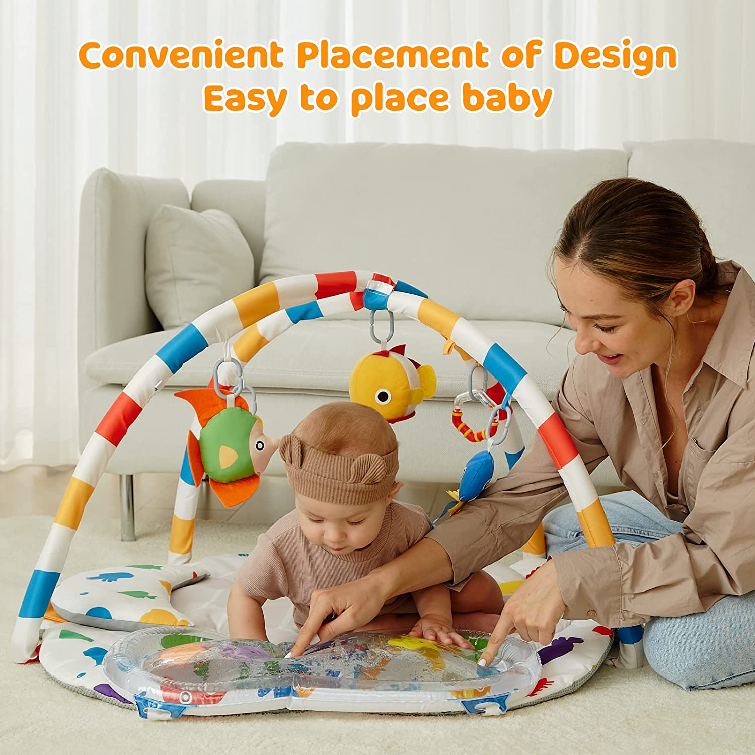 Baby Play Mat Baby Activity Mat with Water Play Mat, 3 in 1 Baby Play Gym Mat