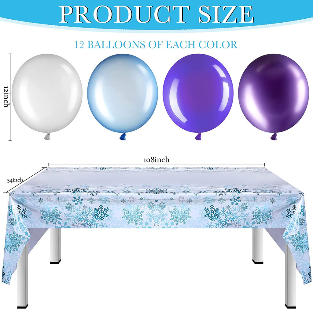 Frozen Birthday Party Supplies Frozen Balloons Snowflake Tablecloth Snowflake Hanging Swirl Decorations for Frozen Party
