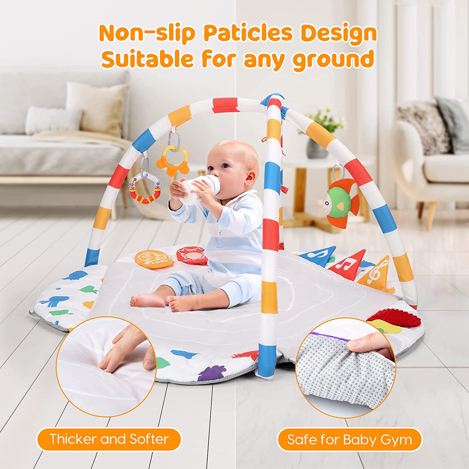 Baby Play Mat Baby Activity Mat with Water Play Mat, 3 in 1 Baby Play Gym Mat
