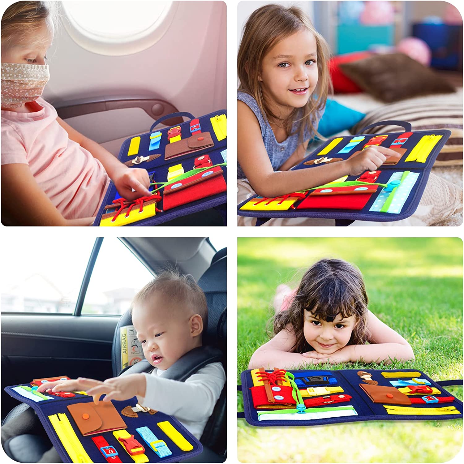 Busy Board Montessori Toy for Toddlers Sensory Activity Board for 1 2 3 4 Years Old Boys Girls