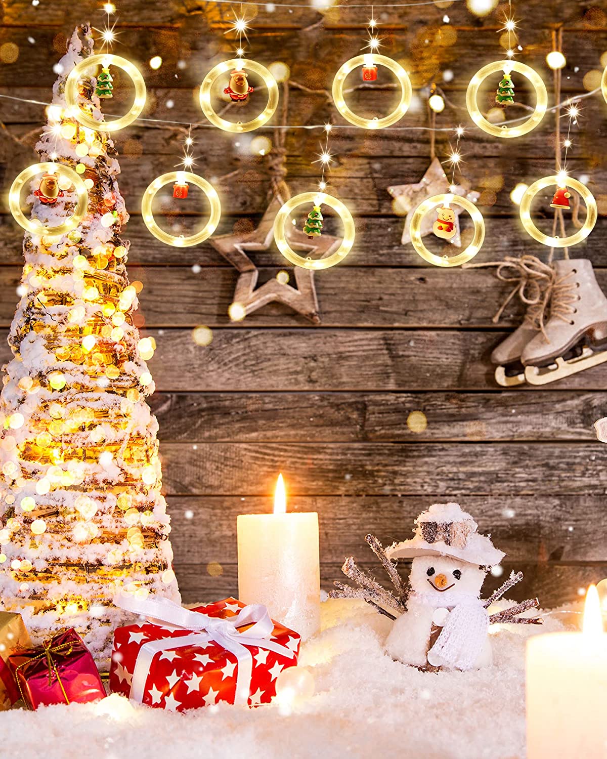 240 Led Lights 19.69 ft Round Santa Fairy String Lights with Cute Flashing Bubble Lights Extendable for Indoor Bedroom