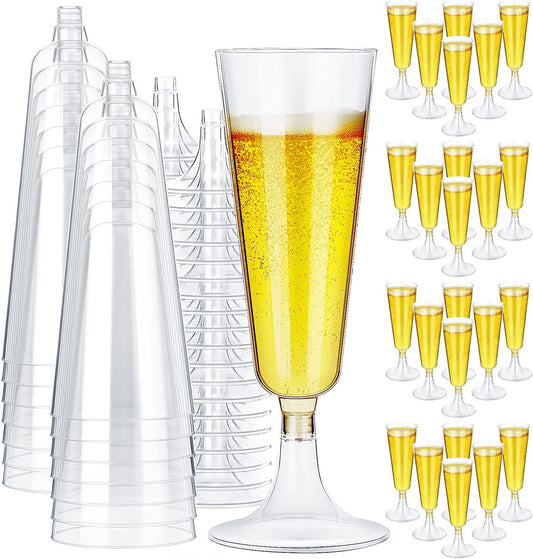 24 Pieces Plastic Champagne Flutes 5 oz Champagne Glasses Clear Plastic Wine Glasses Party Supplies