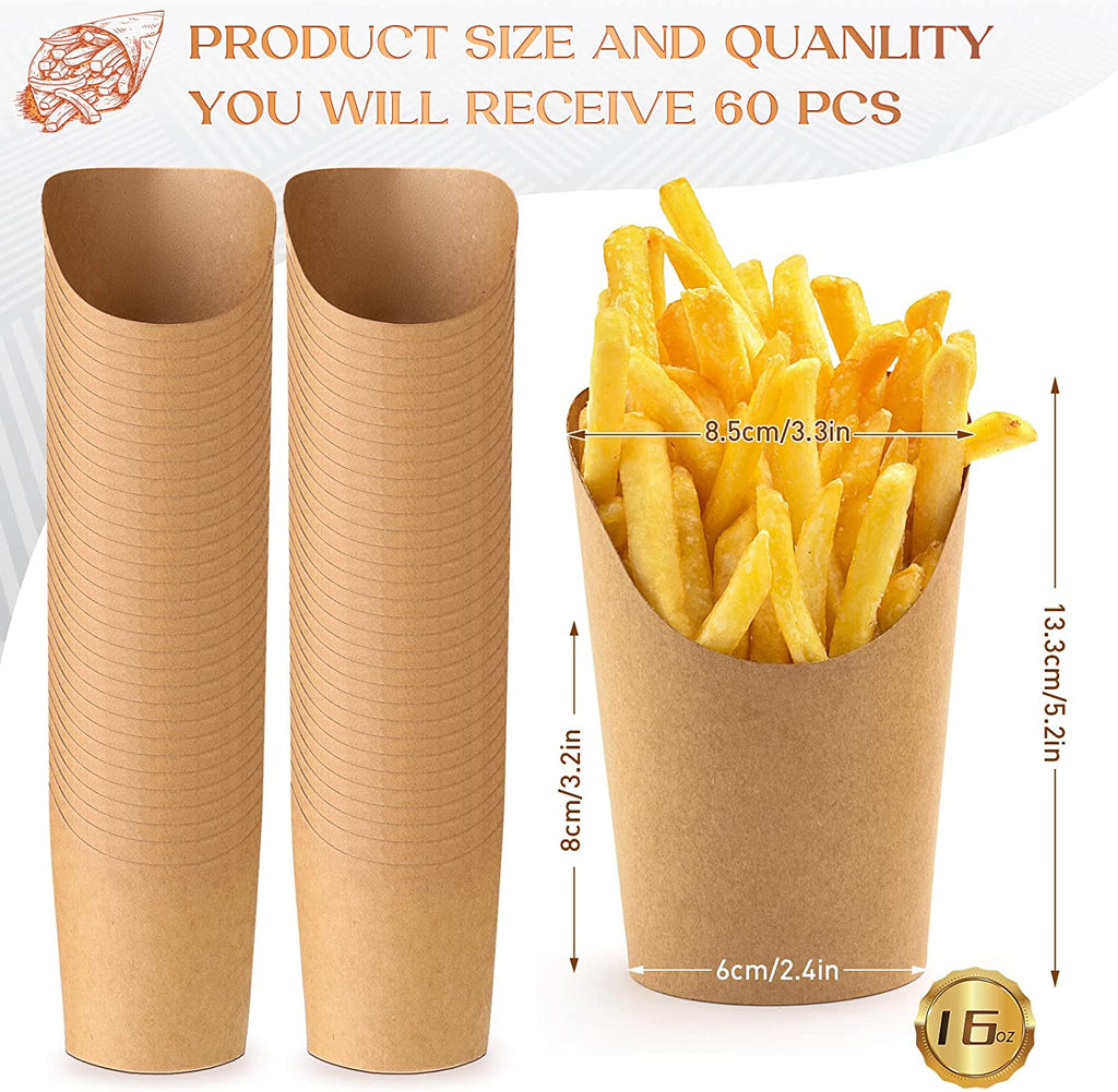 60 Pcs Disposable French Fries Cups Charcuterie Cups, French Fries Holder Cups Baking Waffle Paper Popcorn Boxes