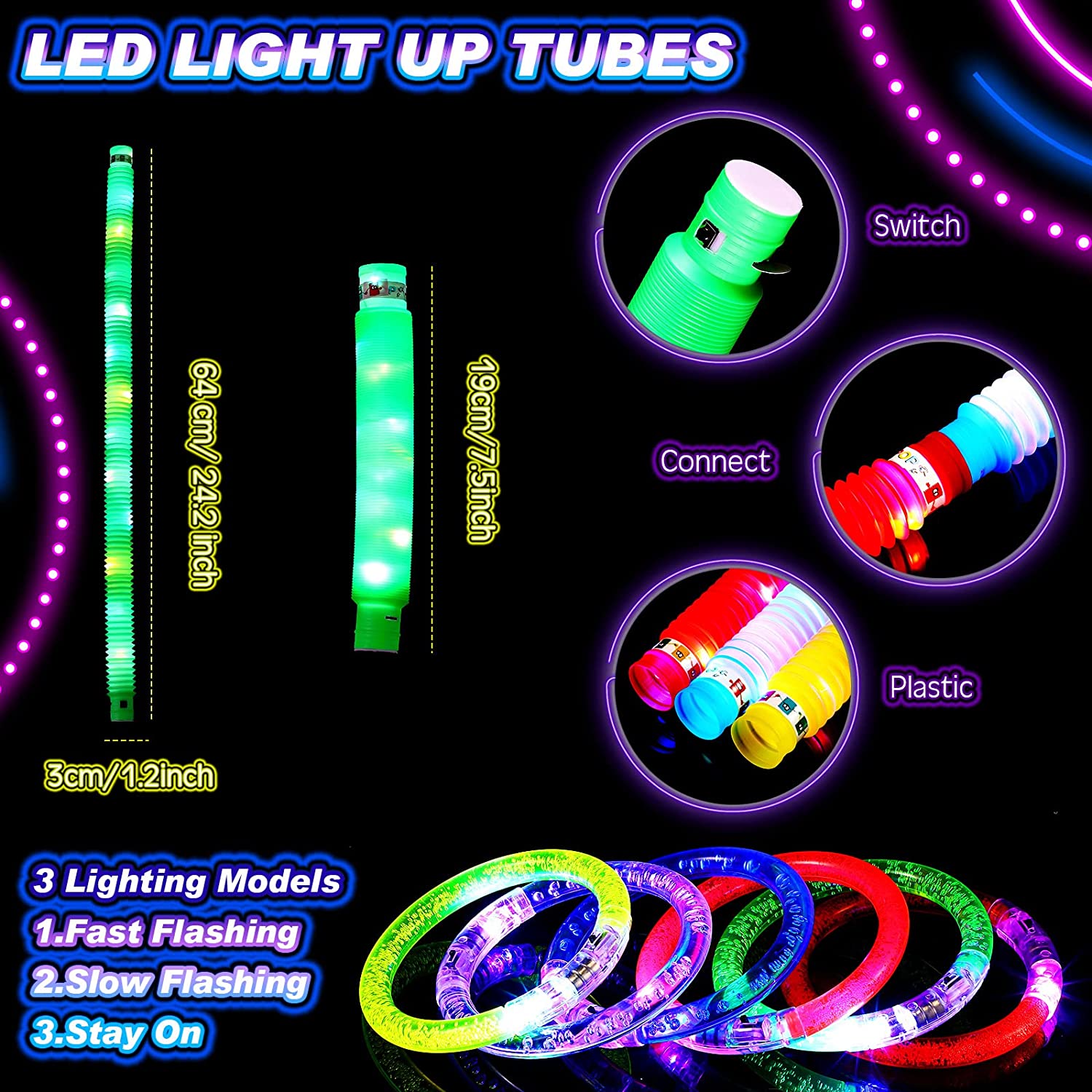 Party Supplies for Kids Light Up Party 64 PCS Glow in the Dark