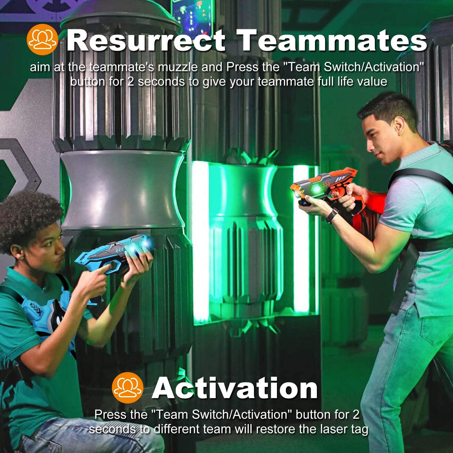 Laser Tag Guns, Upgraded Version Ⅱ Infrared Laser Tag Guns with Vests 4 Pack for Kids Adults Indoor Outdoor Group Activity Battle