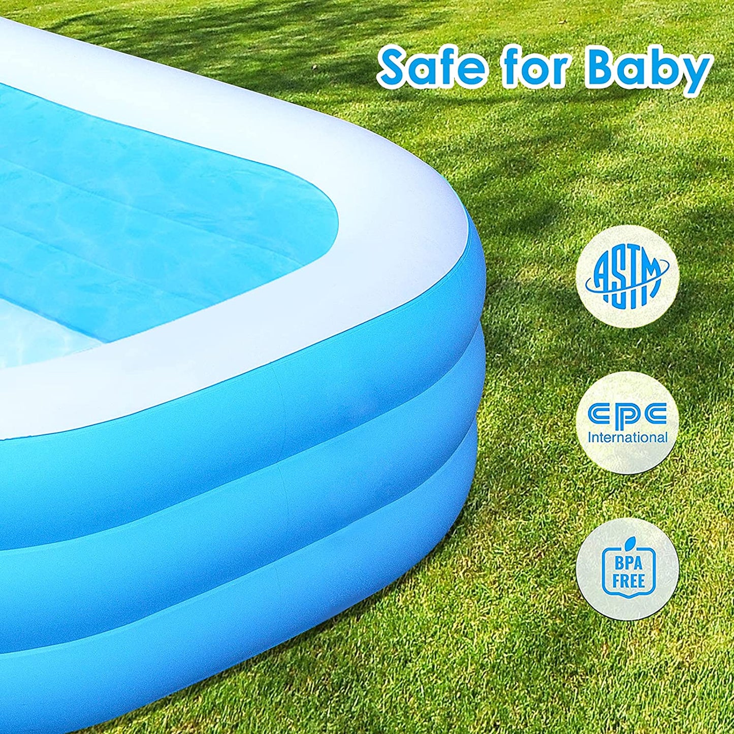 Large Inflatable Portable Kids Swimming Pool Blow Up Kiddie Pool