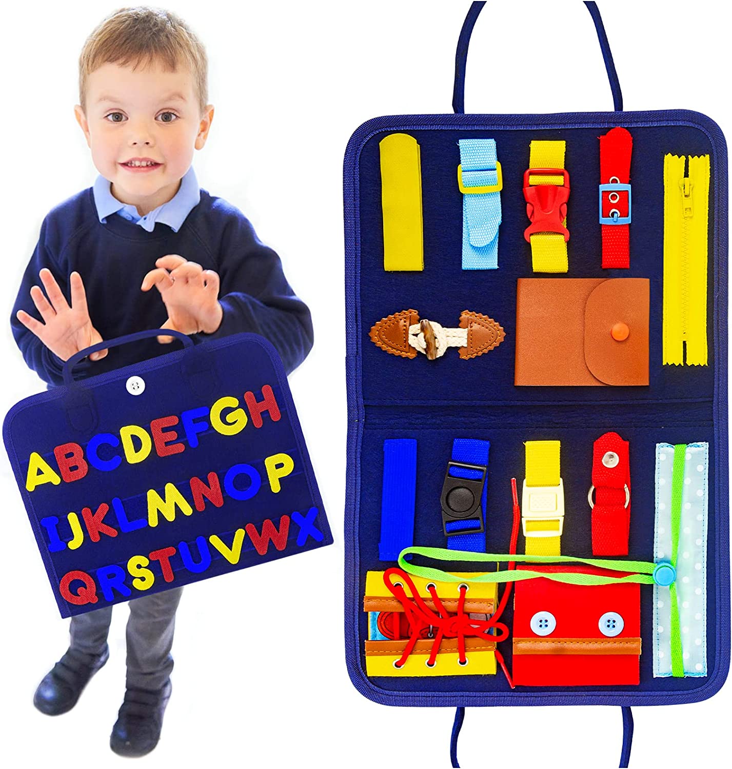 Busy Board Montessori Toy for Toddlers Sensory Activity Board for 1 2 3 4 Years Old Boys Girls