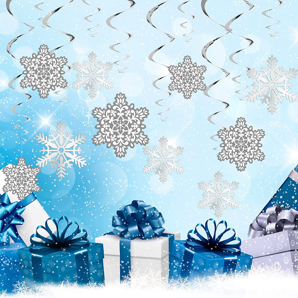Frozen Birthday Party Supplies Frozen Balloons Snowflake Tablecloth Snowflake Hanging Swirl Decorations for Frozen Party